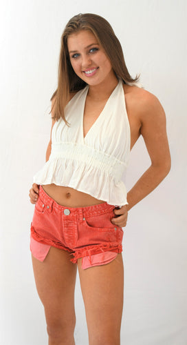 Color Wash Low Rise Denim Shorts
